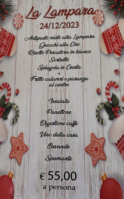 Menu Festivita Fiumicino RISTORANTE LA LAMPARA DA CIRO